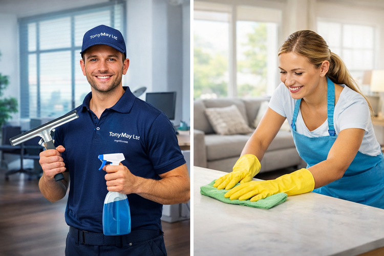 girl and boy cleaning